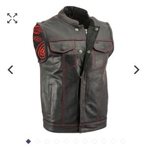 Xelement Leather Motorcycle Vest in paisley XL
